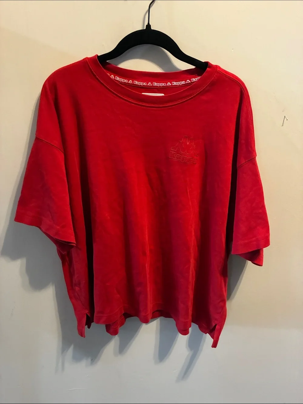 Kappa Red Oversized Short Sleeve Tee with Embroidered Logo
